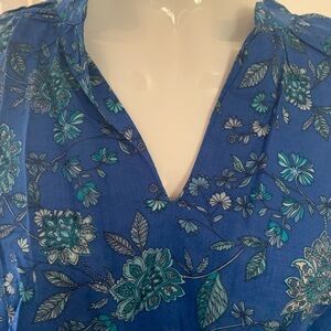 J. Jill Blue Floral Blouse